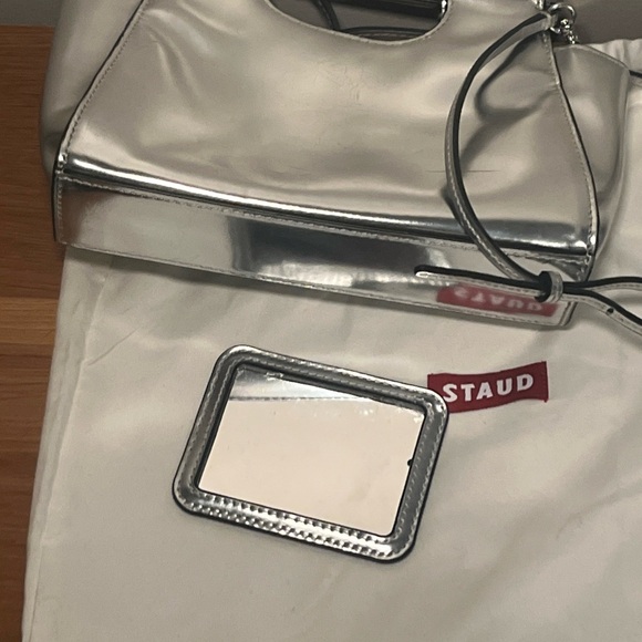 Staud Mini Mar Bag Silver leather w/dustbag - Picture 10 of 16